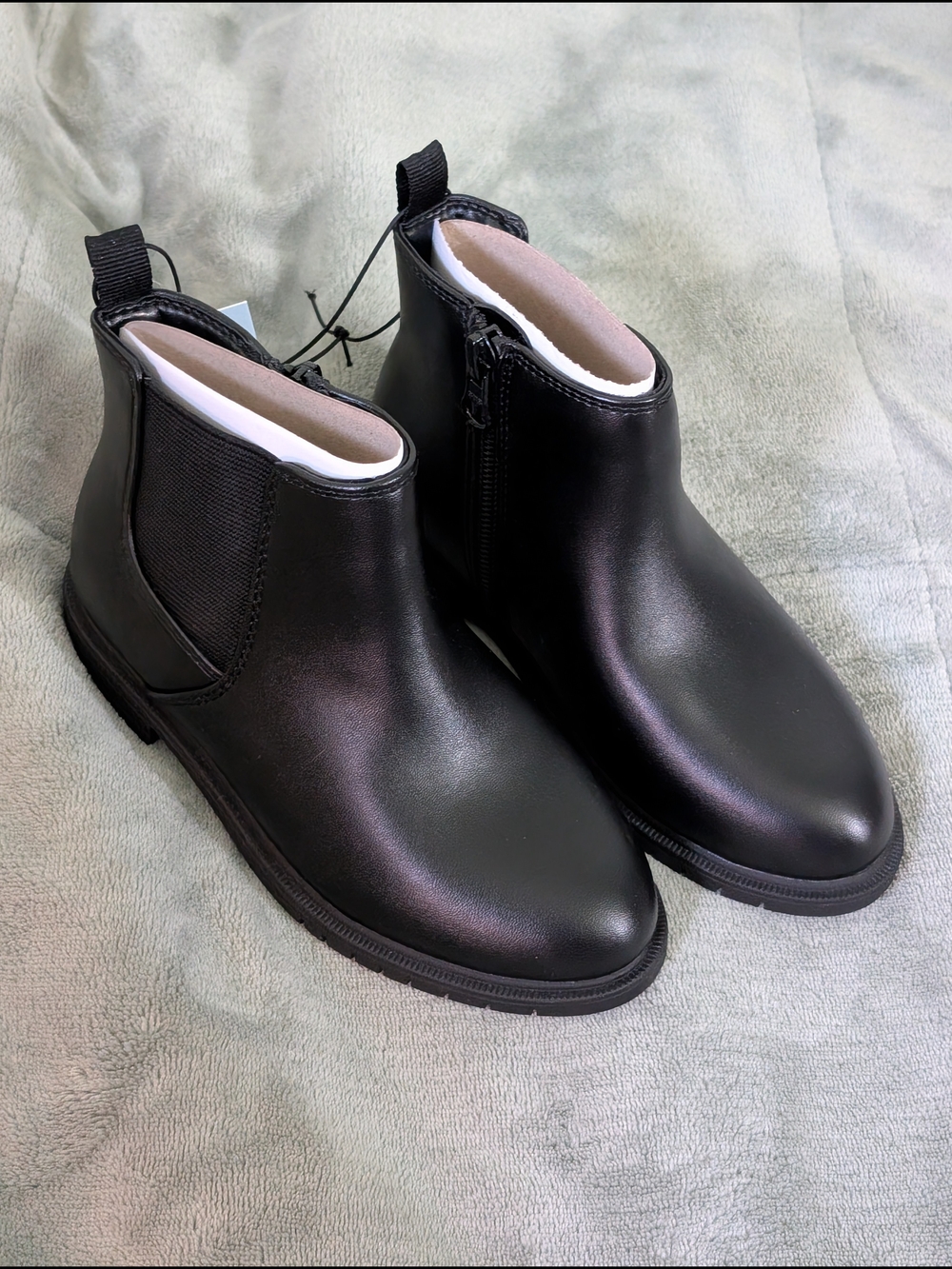 Toddler Girls Black Faux Leather Ankle Boots Multiple Sizes Cat & Jack